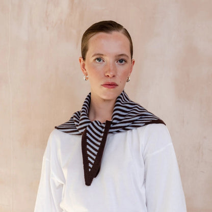 TBCo Merino Wool Triangle Scarf - Blue & Brown Stripe
