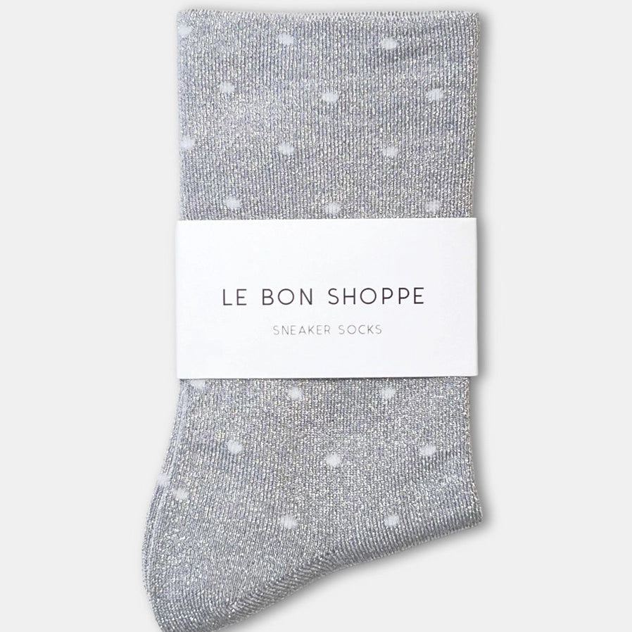 Le Bon Shoppe Glitter Sneaker Socks - Silver