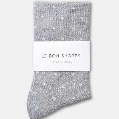Le Bon Shoppe Glitter Sneaker Socks - Silver
