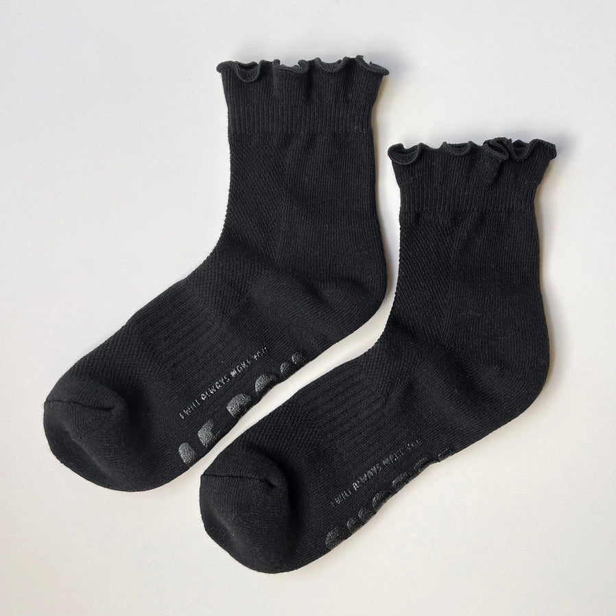 Le Bon Shoppe Ruffled Hugger Sock - Black