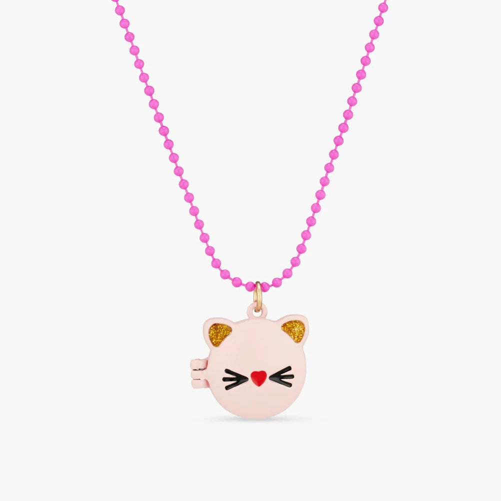 Stych Kids Pink Cat Face Locket Necklace