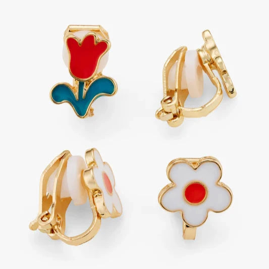 Stych Kids Clip-On Earrings 2 Pairs Daisy & Tulip