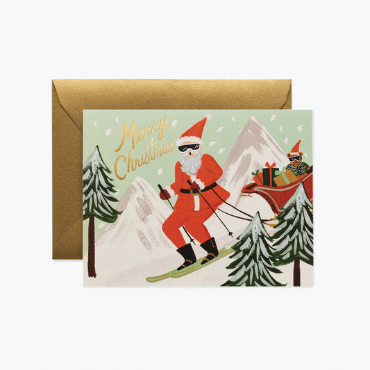 Skiing Santa Card