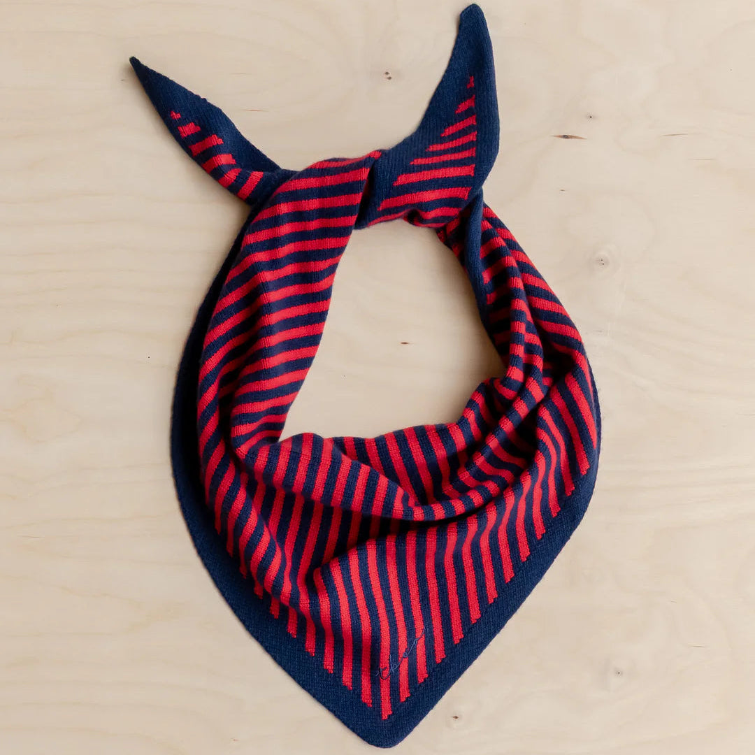TBCo Merino Wool Triangle Scarf - Red & Navy