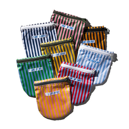Recycled School Tie Fabric Pouch - Light Blue & White