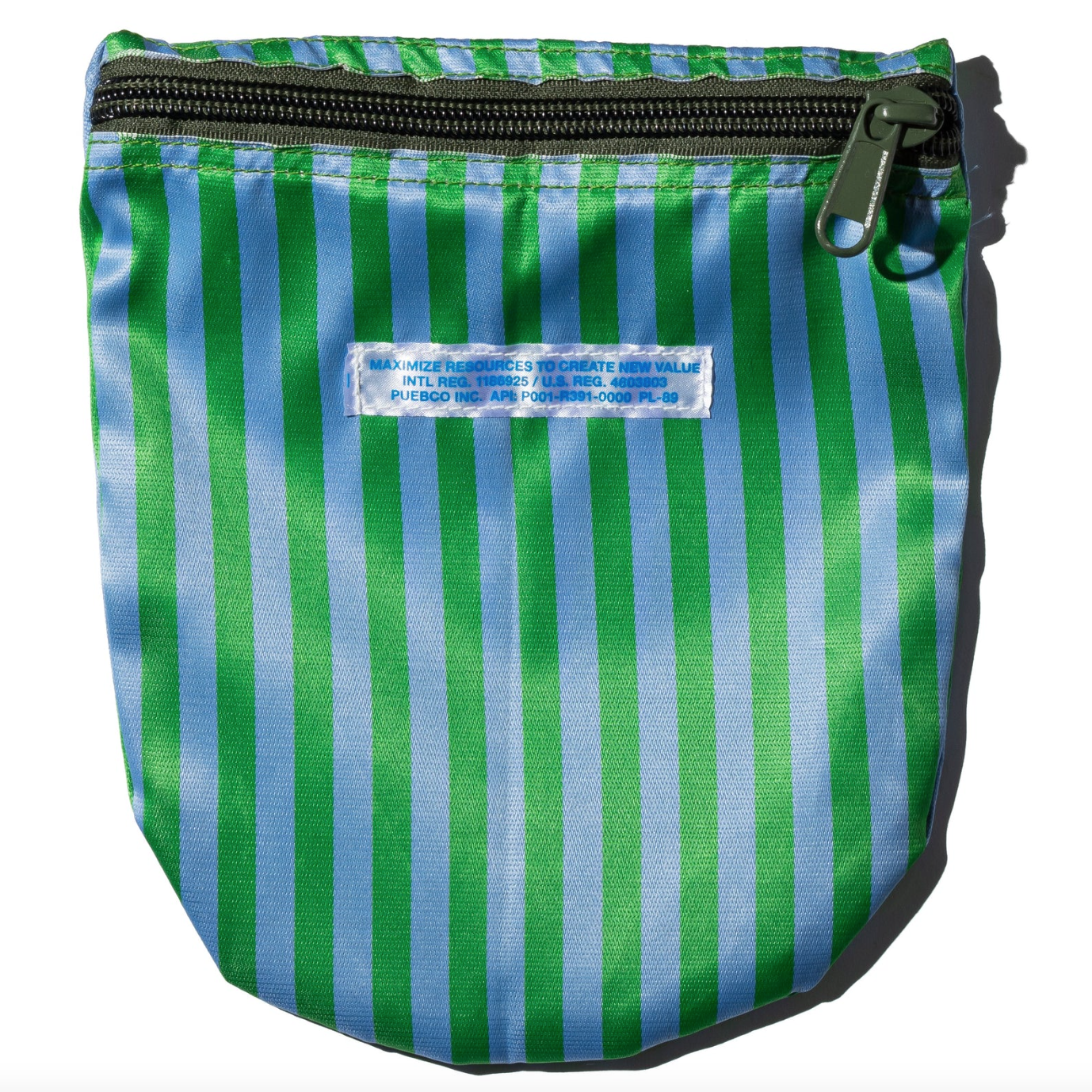 Recycled School Tie Fabric Pouch - Green & Light Blue