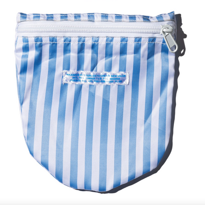 Recycled School Tie Fabric Pouch - Light Blue & White