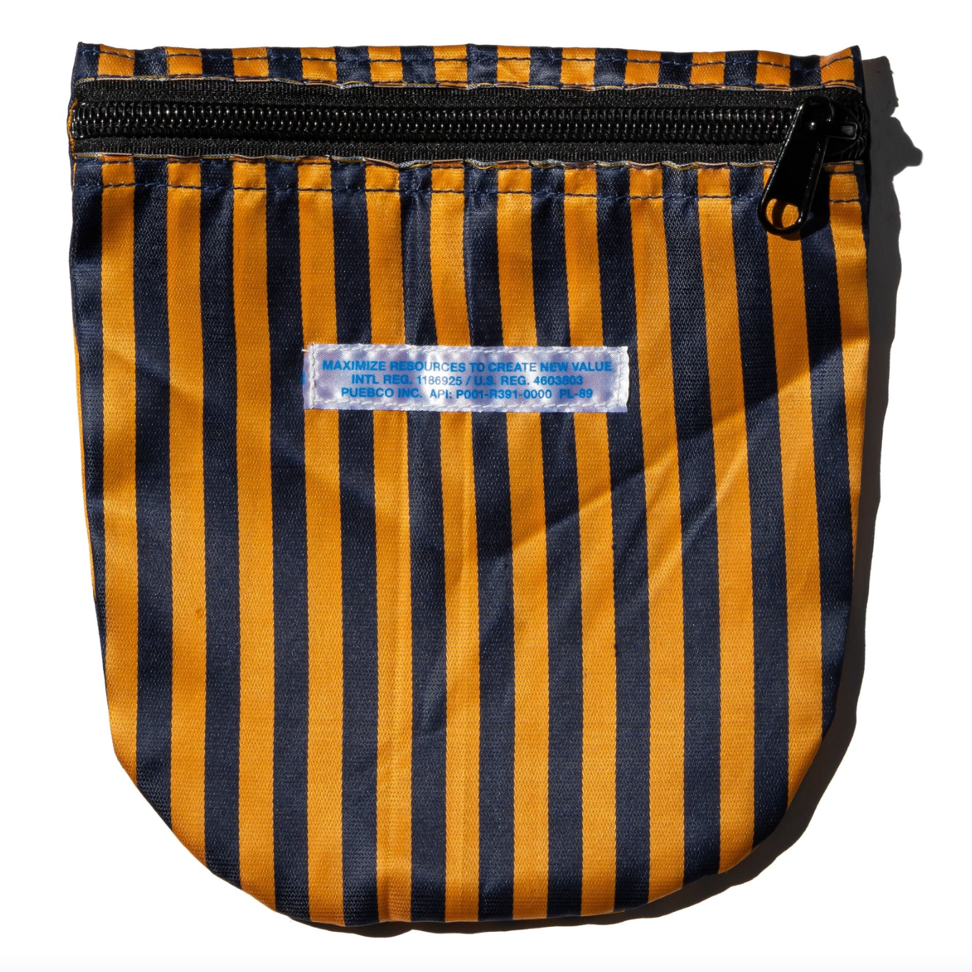 Recycled School Tie Fabric Pouch - Navy Blue & Orange