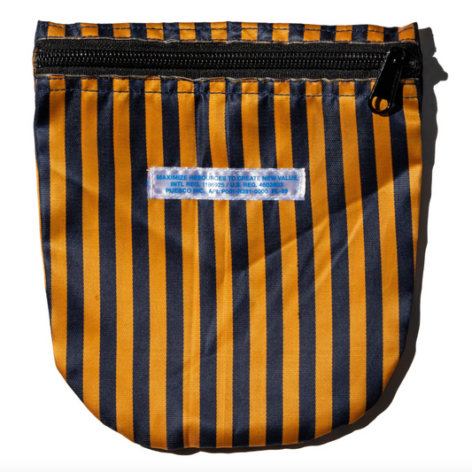 Recycled School Tie Fabric Pouch - Navy Blue & Orange