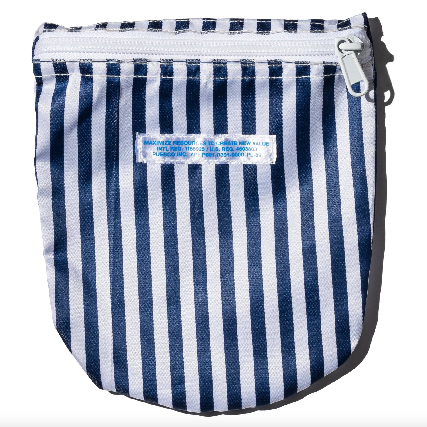 Recycled School Tie Fabric Pouch - Navy Blue & White