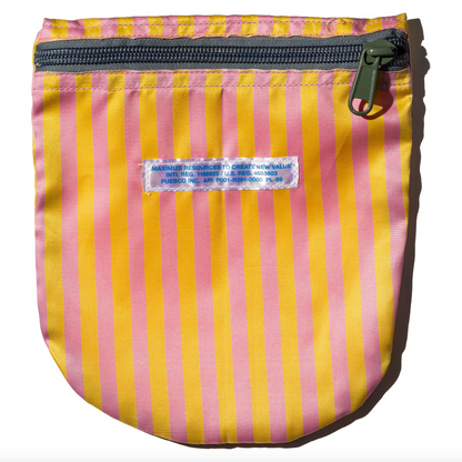 Recycled School Tie Fabric Pouch - Pink & Yellow