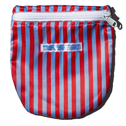 Recycled School Tie Fabric Pouch - Red & Light Blue