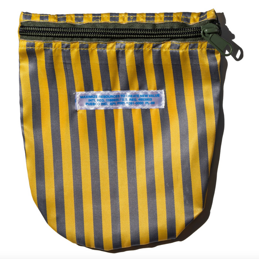 Recycled School Tie Fabric Pouch - Yellow & Grey