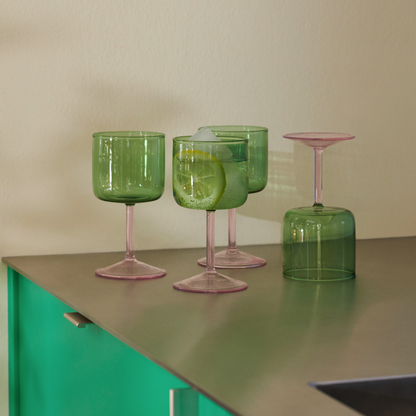 HAY Tint Wine Glass Set of 2 - Green & Pink