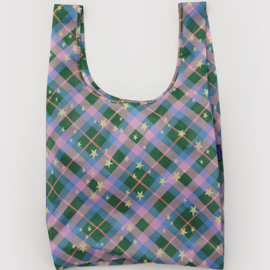 Baggu Standard Reusable Bag - Green Star Plaid