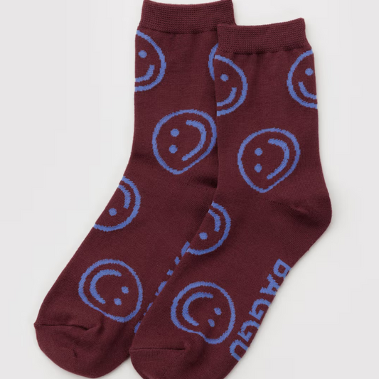 Baggu Crew Socks - Happy Mahogany