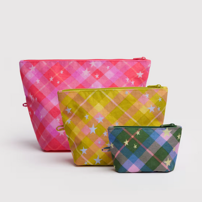 Baggu Go Pouch Set - Star Plaid