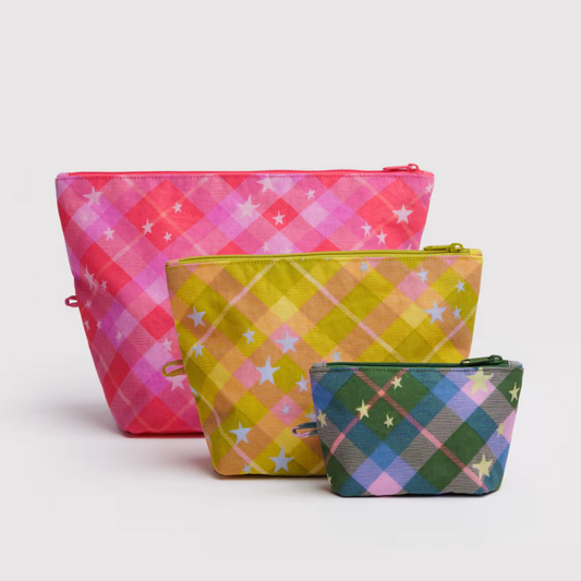 Baggu Go Pouch Set - Star Plaid