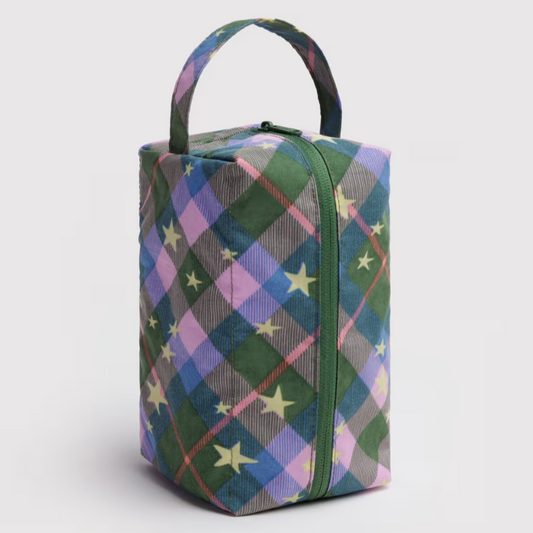 Baggu Dopp Wash Bag - Green Star Plaid