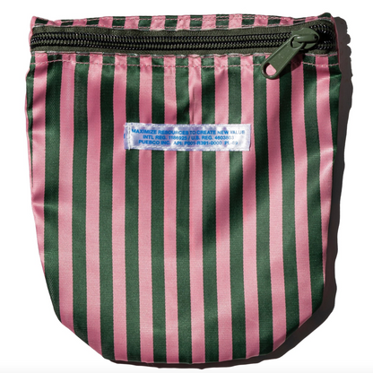 Recycled School Tie Fabric Pouch - Dark Green & Pink