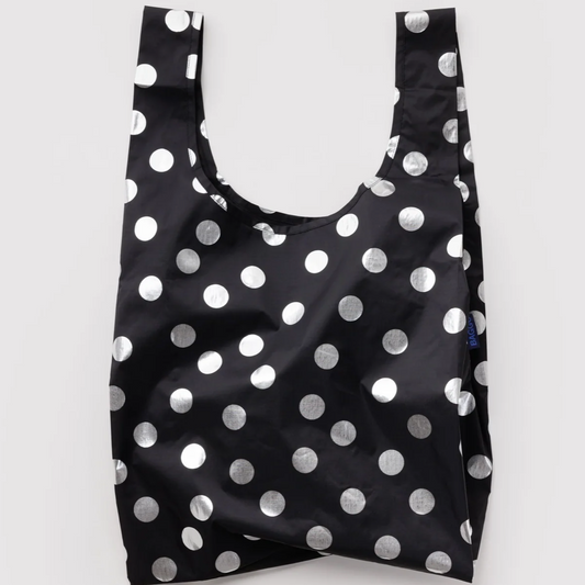Baggu Standard Reusable Bag - Silver Metallic Polka Dot