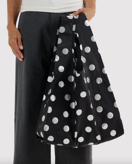 Baggu Standard Reusable Bag - Silver Metallic Polka Dot