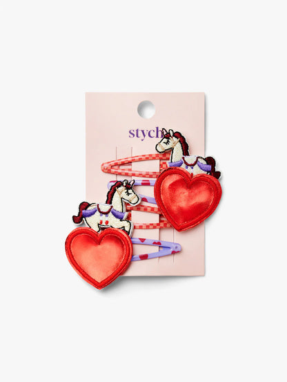 Carousel Unicorn Heart Hair Clips