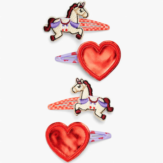 Carousel Unicorn Heart Hair Clips