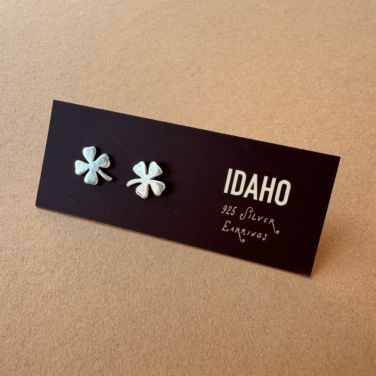 Silver Stud Earrings - Four Leaf Clover