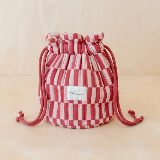 TBCo Drawstring Wash Bag - Pink Checkerboard