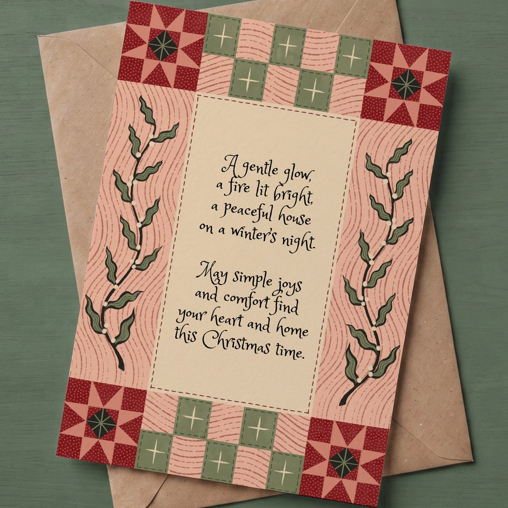 Christmas Quilt Pink Card