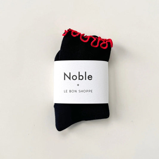 Le Bon Shoppe X Noble Petit Ruffle Socks - Black & Red