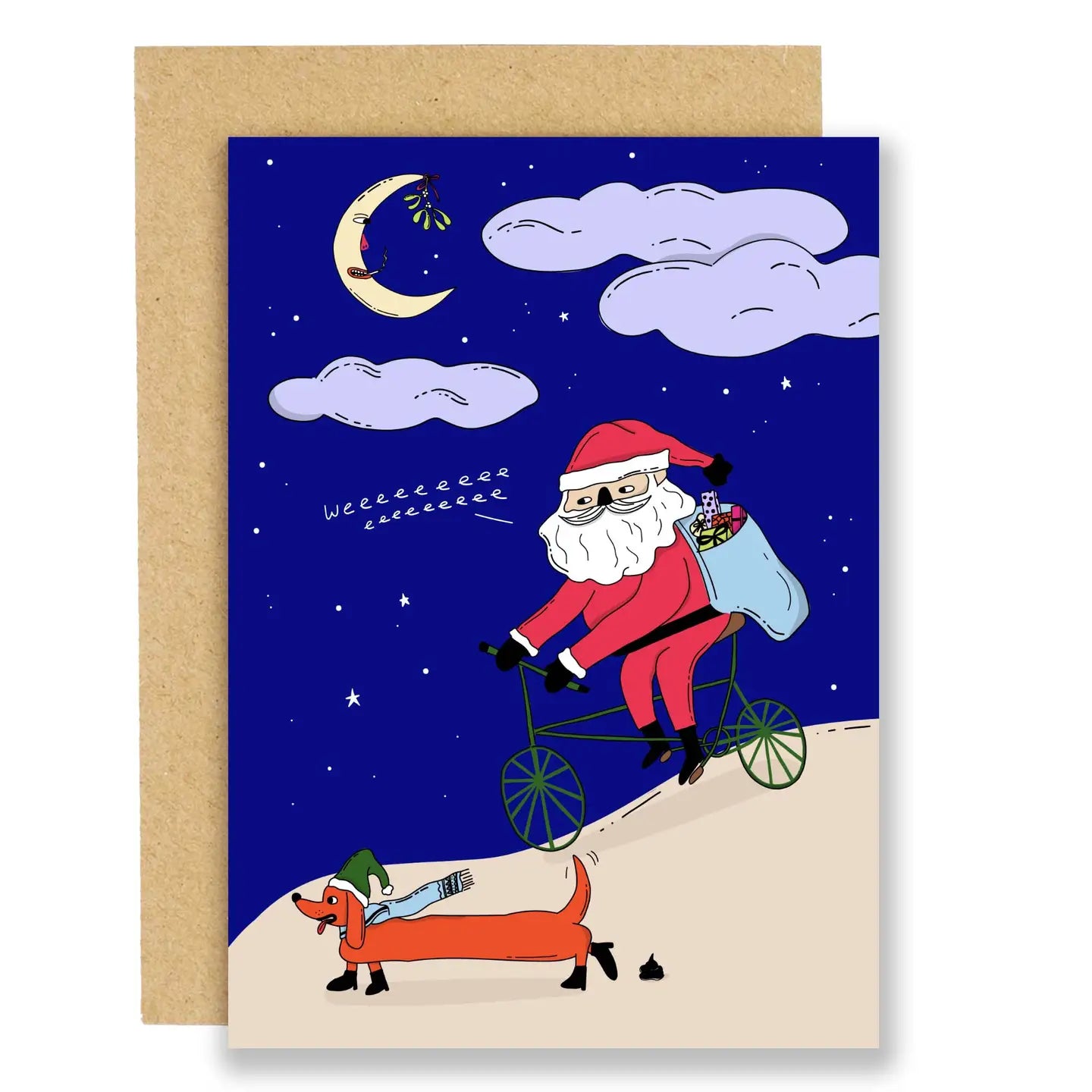 Cycling Santa Card