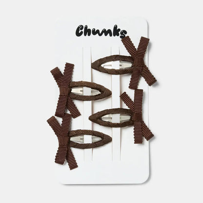 Chunks Bow Snap Clips - Brown