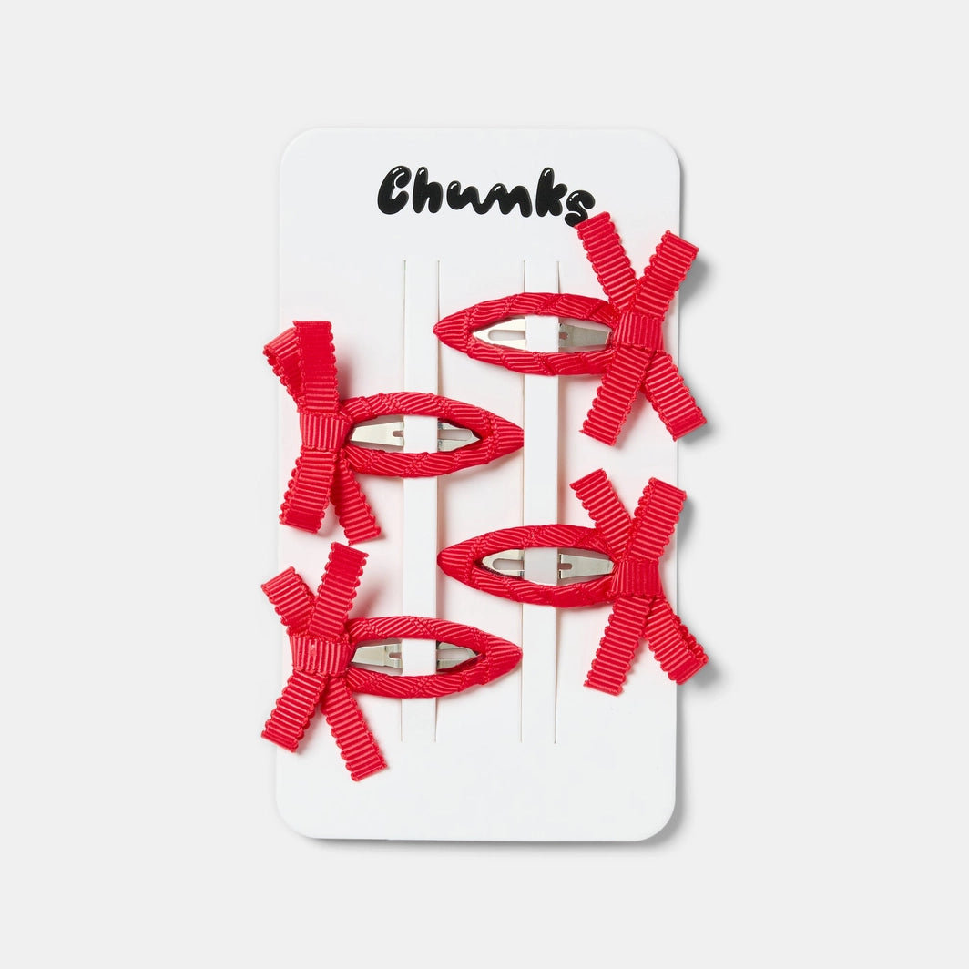 Chunks Bow Snap Clips - Red