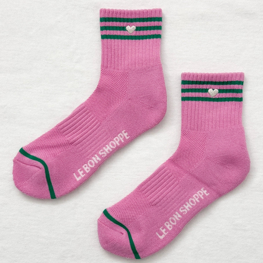 Le Bon Shoppe Girlfriend Socks Embroidered Heart - Rose Pink