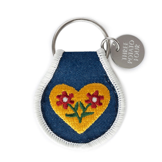 Three Potato Four Patch Keychain - Floral Heart