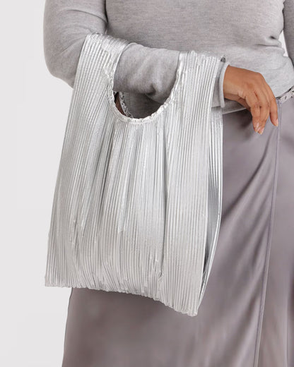 Baggu Pleated Reusable Bag - Chrome Metallic