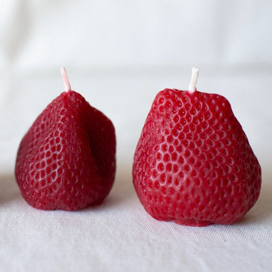 Large Strawberry Candles - Set of Two
