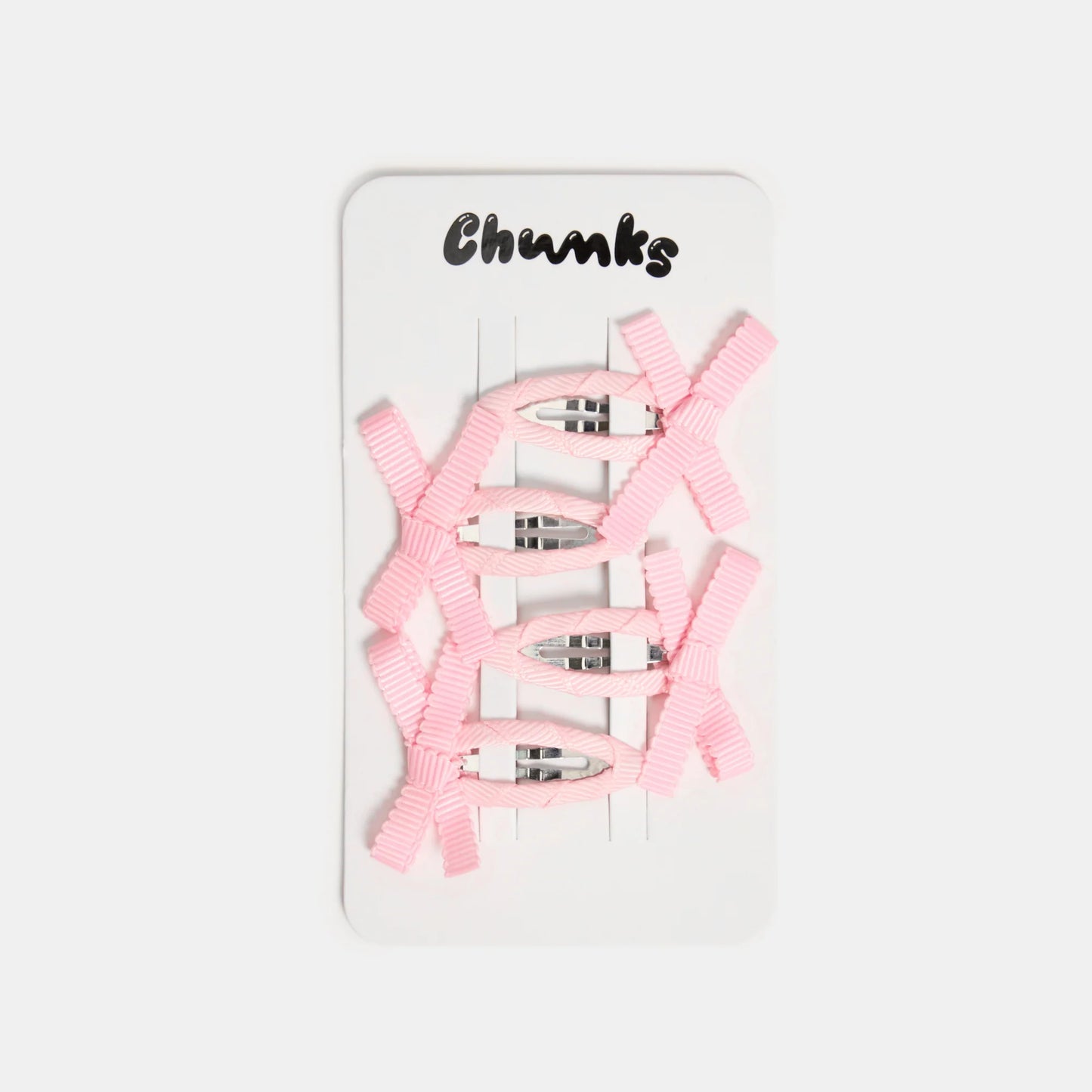 Chunks Bow Snap Clips - Blush Pink