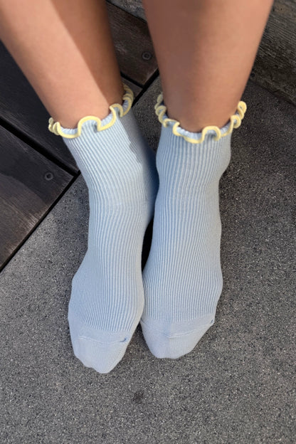 Le Bon Shoppe X Noble Petit Ruffle Socks - Baby Blue & Butter
