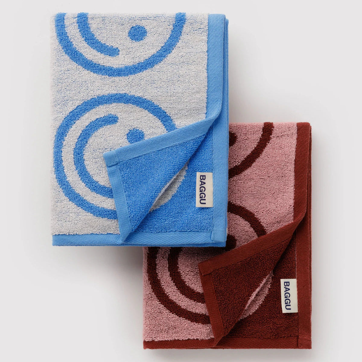 Baggu Hand Towel Set of 2 - Sky Blue and Blush Happy