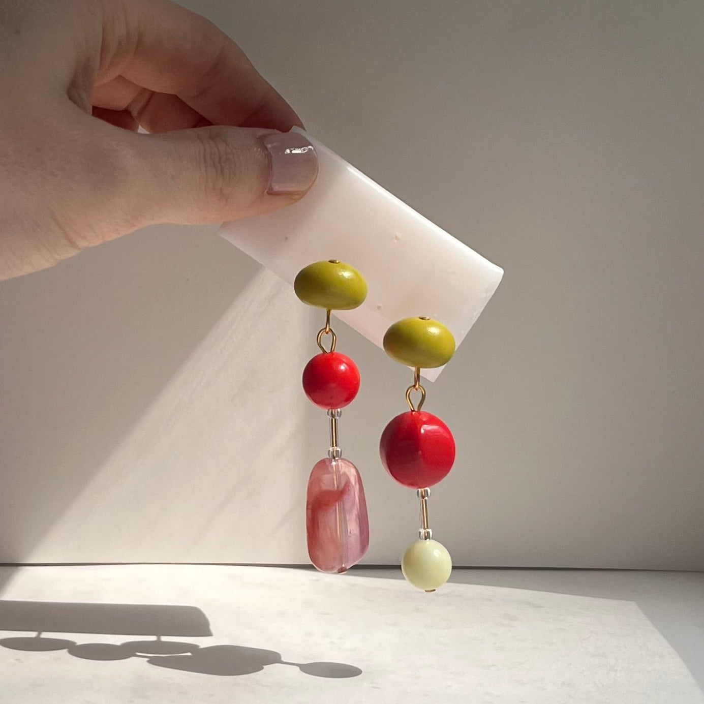 Hattie Buzzard Earrings - Candy Drop Chartreuse & Cherry