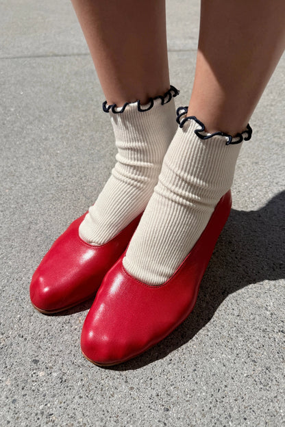 Le Bon Shoppe X Noble Petit Ruffle Socks - White & Navy