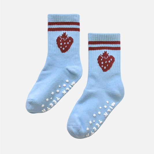 Milk Teeth Ribbed Grip Kids Sock - Strawbs
