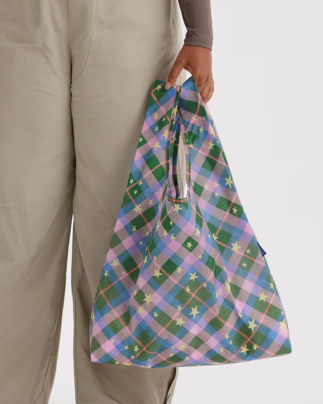 Baggu Standard Reusable Bag - Green Star Plaid