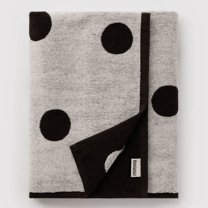 Baggu Bath Towel - Cream and Black Polka Dot