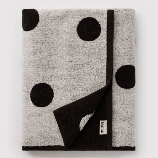 Baggu Bath Towel - Cream and Black Polka Dot