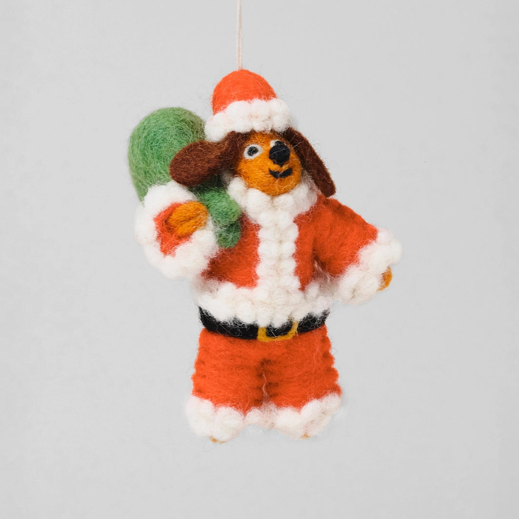 Felted Decoration by Wrap - Dog Santa