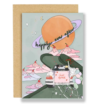 Into the Sunset Wedding Day Card